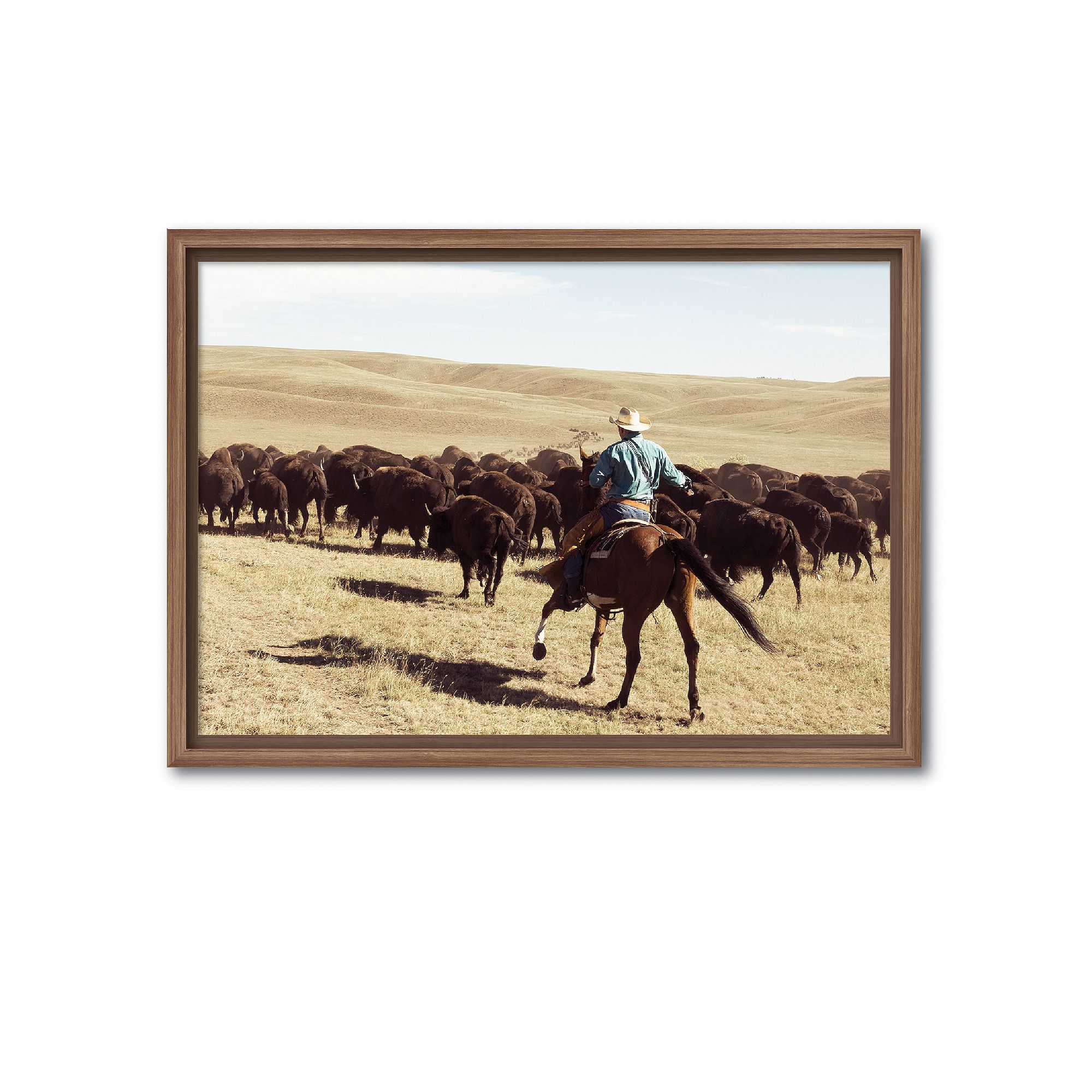 COURTSIDE MARKET Bison Roundup Framed Canvas Wall Art, Multi Color