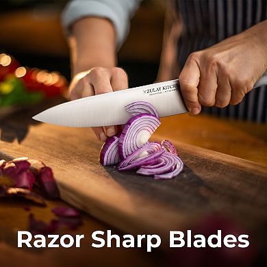 Zulay Kitchen 18 Piece Stainless Steel Knife Set With Block And Sharpener