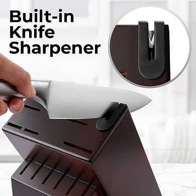 Zulay Kitchen 18 Piece Stainless Steel Knife Set With Block And Sharpener