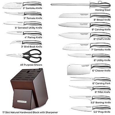 Zulay Kitchen 18 Piece Stainless Steel Knife Set With Block And