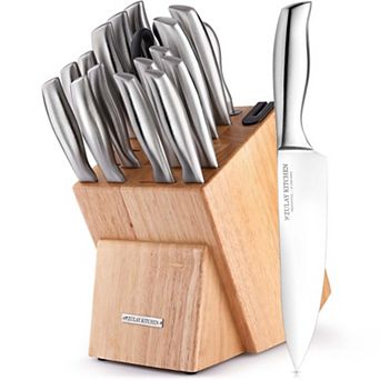 Zulay Kitchen 18 pc Stainless Steel Knife Set With Block And Sharpener