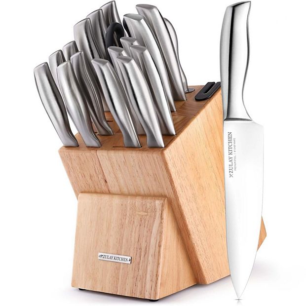 Zulay Kitchen 18 Piece Stainless Steel Knife Set With Block And