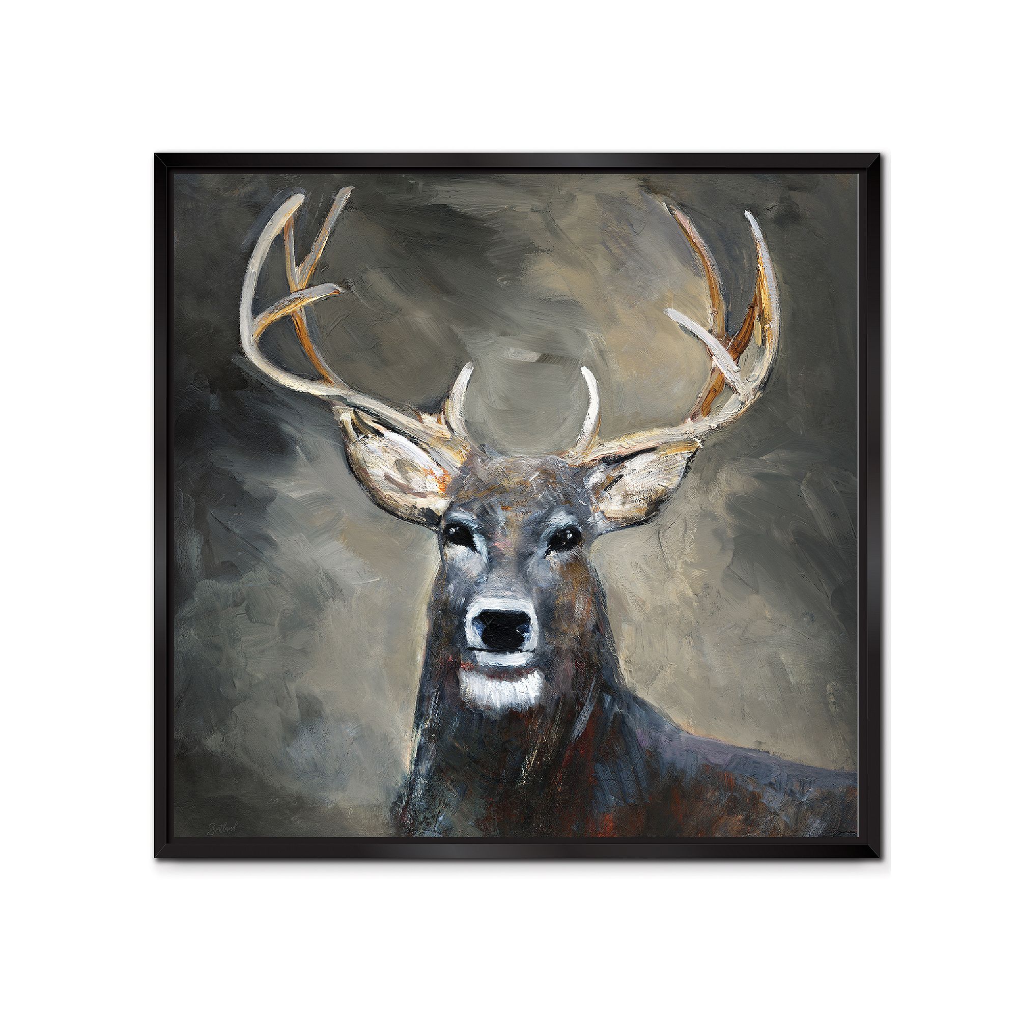 COURTSIDE MARKET Big Buck Framed Canvas Wall Art, Multi Color