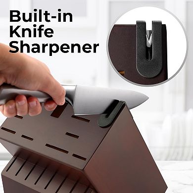 Zulay Kitchen 20 Piece Stainless Steel Knife Set With Block And Sharpener