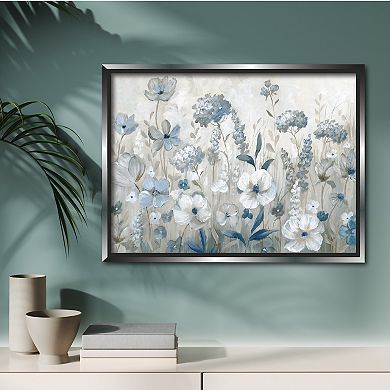 COURTSIDE MARKET Cool Blue Field Framed Canvas Wall Art