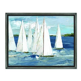 COURTSIDE MARKET Ocean Regatta II Framed Canvas Wall Art