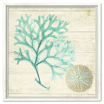 COURTSIDE MARKET Blue Seaweed I Framed Canvas Wall Art