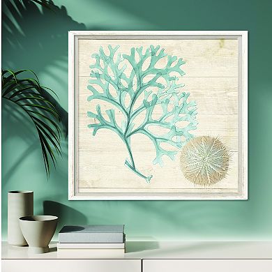 COURTSIDE MARKET Blue Seaweed I Framed Canvas Wall Art