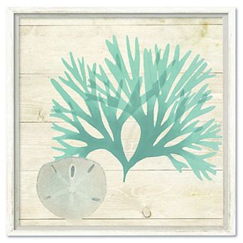 COURTSIDE MARKET Blue Seaweed II Framed Canvas Wall Art