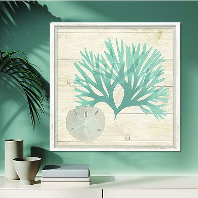 COURTSIDE MARKET Blue Seaweed II Framed Canvas Wall Art