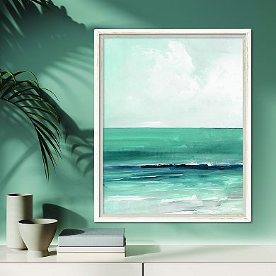 COURTSIDE MARKET Teal Seas II Framed Canvas Wall Art
