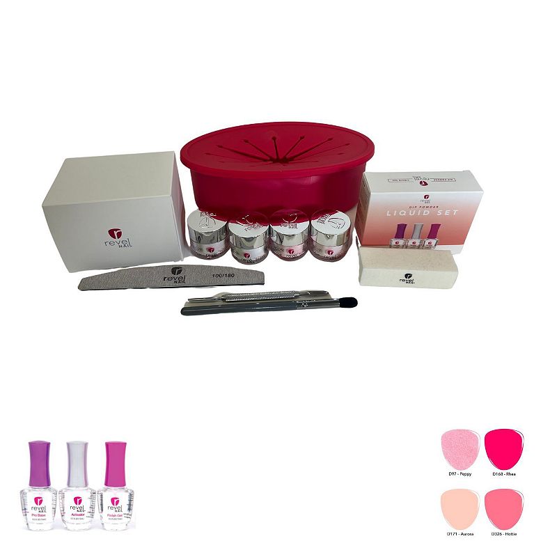 Revel Nail Pretty In Pink Dip Powder Starter Kit with Toolkit & Swift Soak Manicure Removal System
