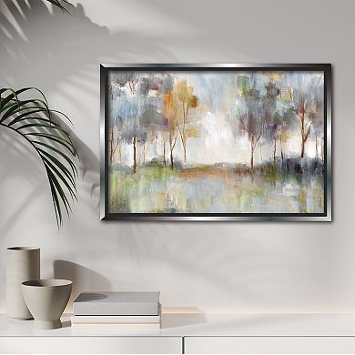 COURTSIDE MARKET Gold & Blue Trees Framed Canvas Wall Art