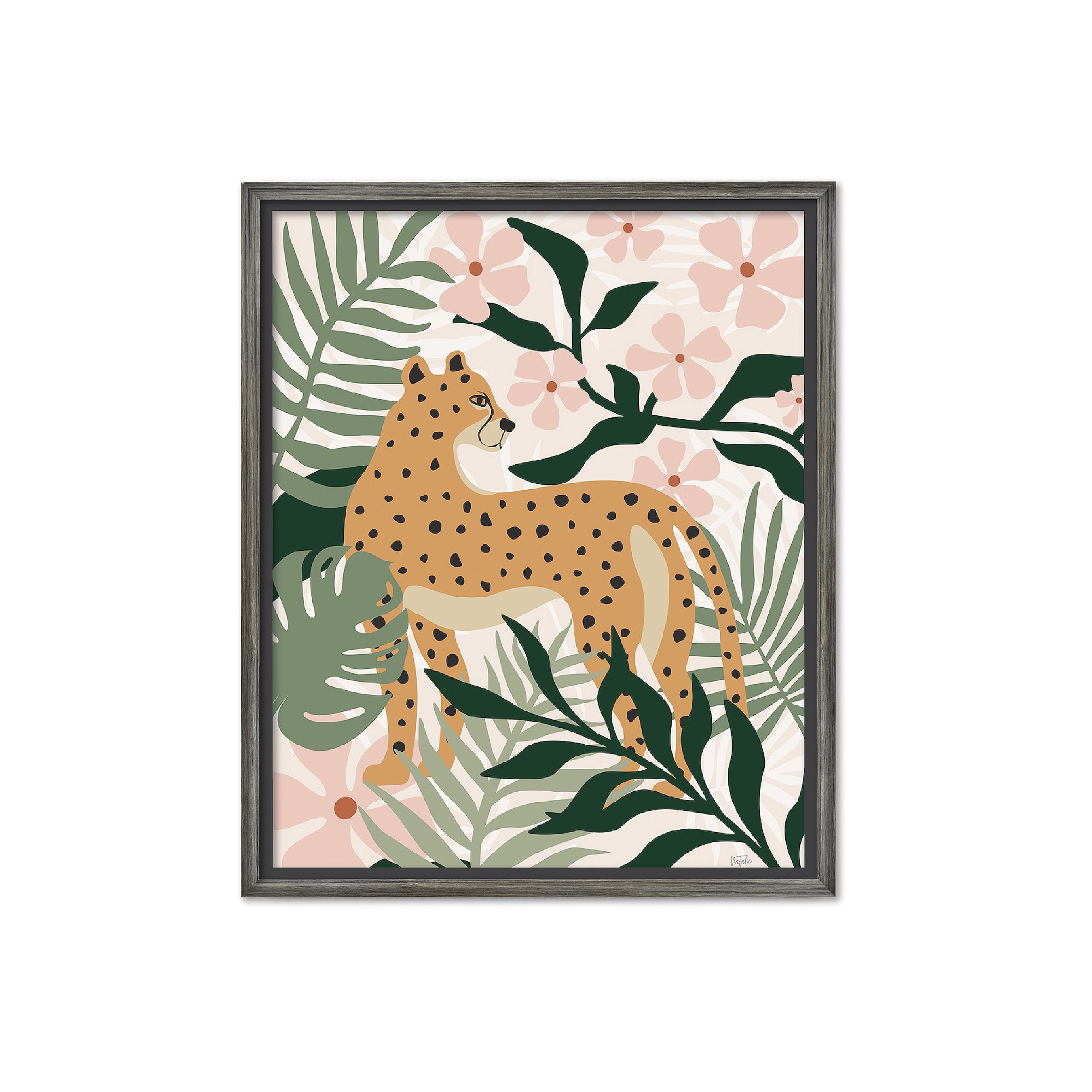 COURTSIDE MARKET Jungle Cat I Framed Canvas Wall Art, Multi Color