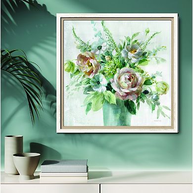 COURTSIDE MARKET Peach Flowers I Framed Canvas Wall Art