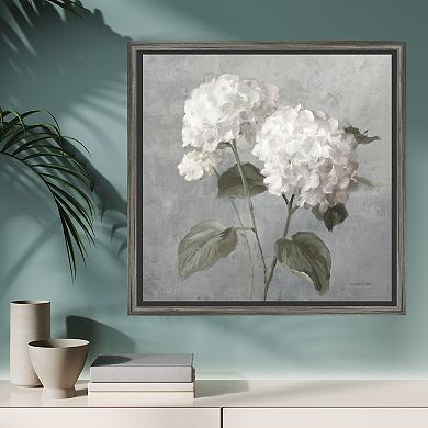 COURTSIDE MARKET White Hydrangeas Framed Canvas Wall Art