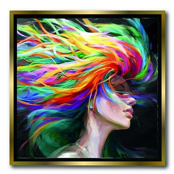 COURTSIDE MARKET Rainbow Hair Framed Canvas Wall Art