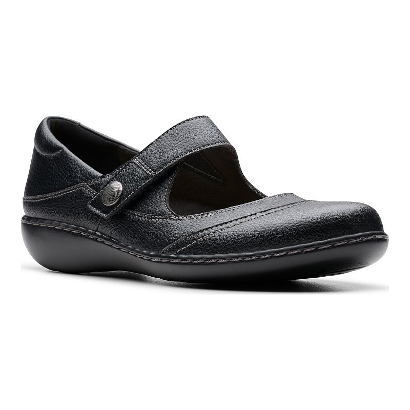 Clarks® Ashland Elayne Women's Leather Mary Jane Shoes, Size: 9, Black Tumbled