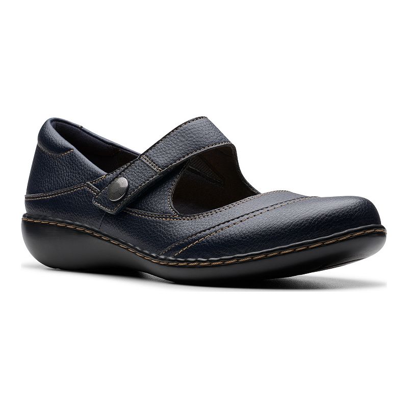 Clarks® Ashland Elayne Women's Leather Mary Jane Shoes, Size: 8, Blue Tumbled