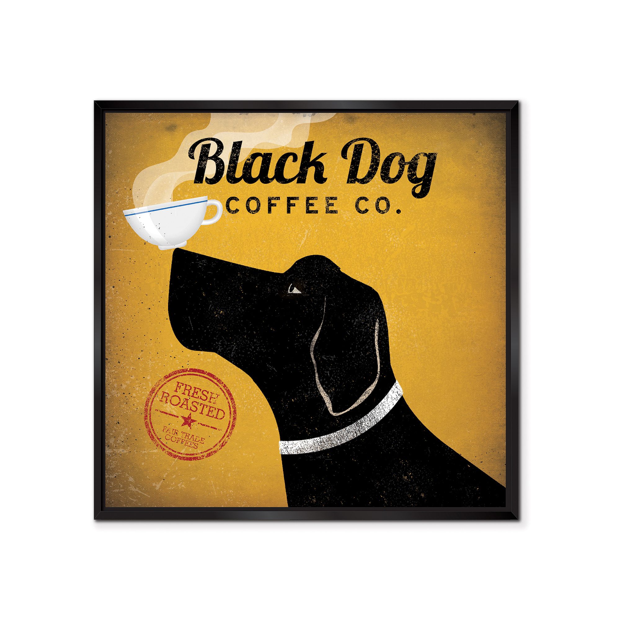 COURTSIDE MARKET Black Dog Coffee Co. Framed Canvas Wall Art, Multi Color