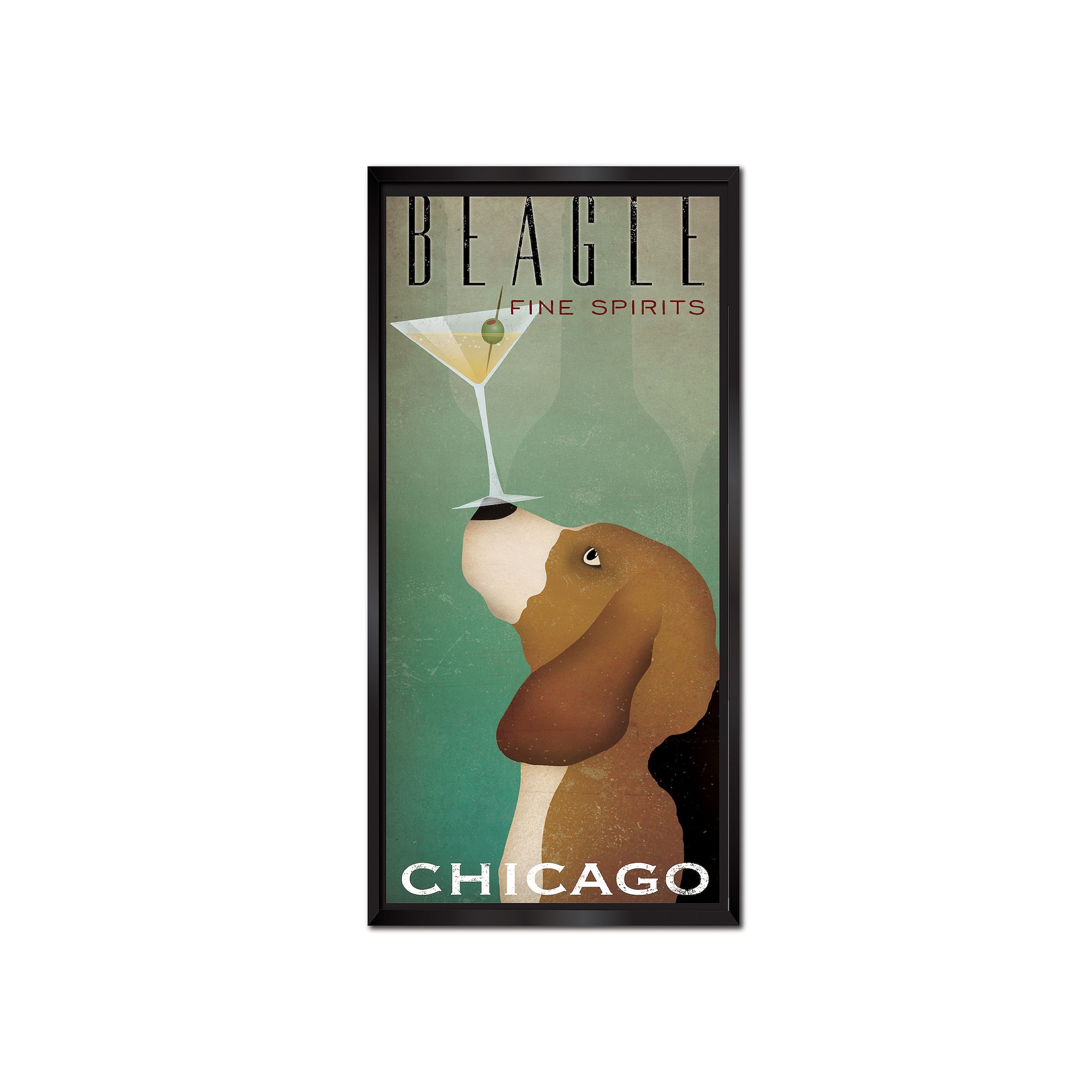 COURTSIDE MARKET Beagle Martini Framed Canvas Wall Art, Multi Color