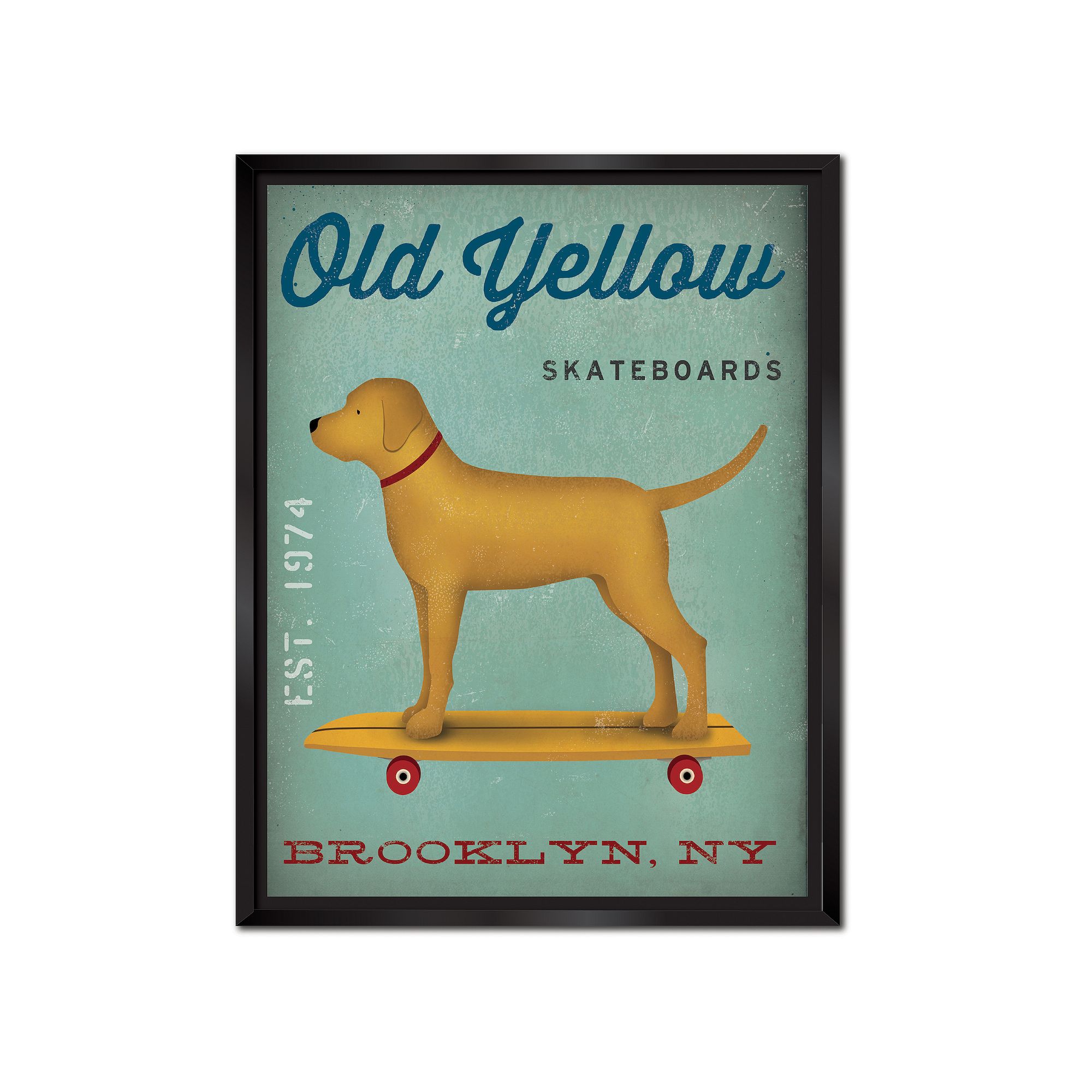 COURTSIDE MARKET Dog Skateboard Framed Canvas Wall Art, Multi Color