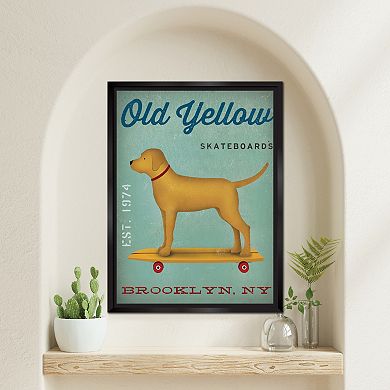 COURTSIDE MARKET Dog Skateboard Framed Canvas Wall Art