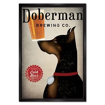 COURTSIDE MARKET Doberman Brewing Framed Canvas Wall Art