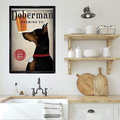 COURTSIDE MARKET Doberman Brewing Framed Canvas Wall Art