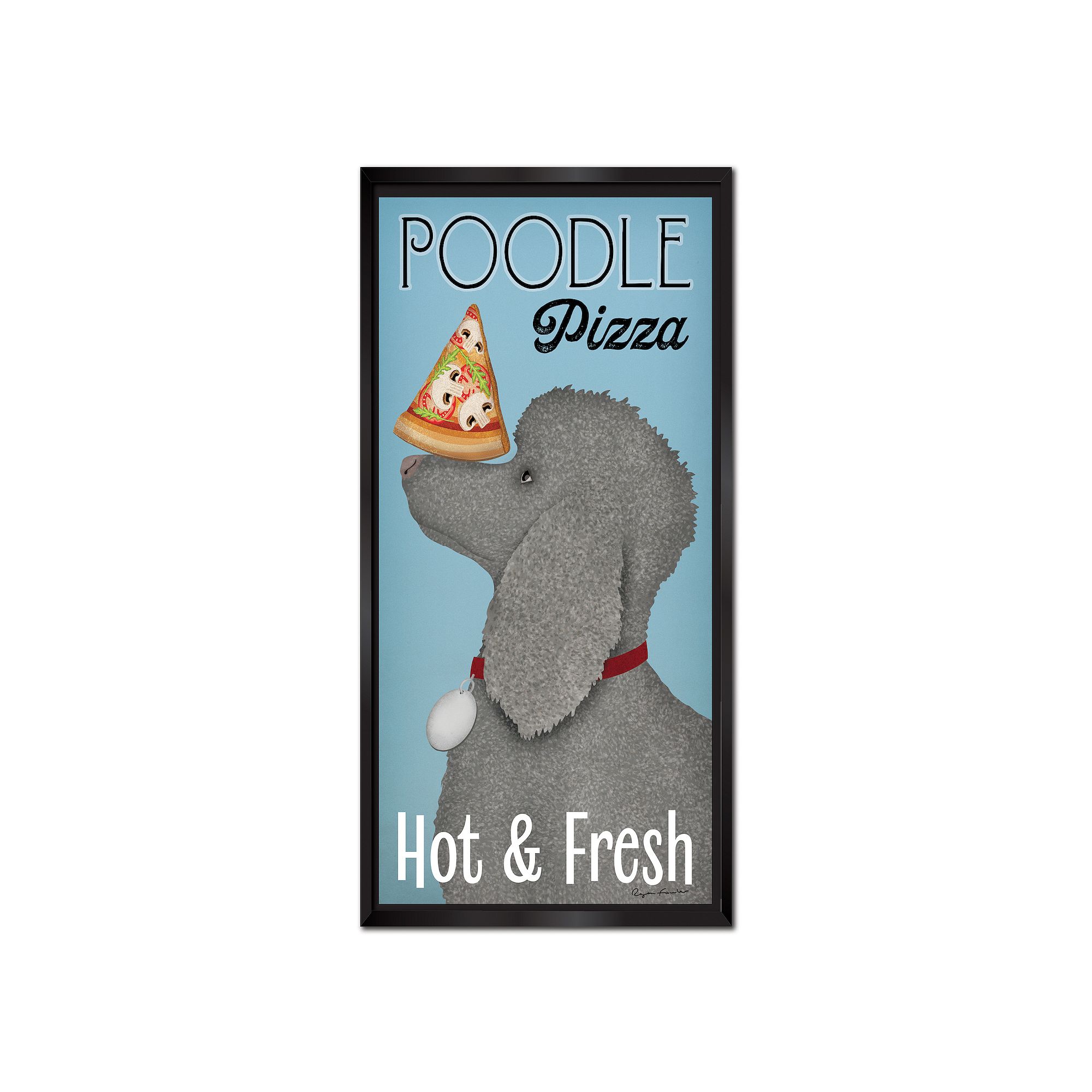 COURTSIDE MARKET Poodle Pizza Framed Canvas Wall Art, Multi Color