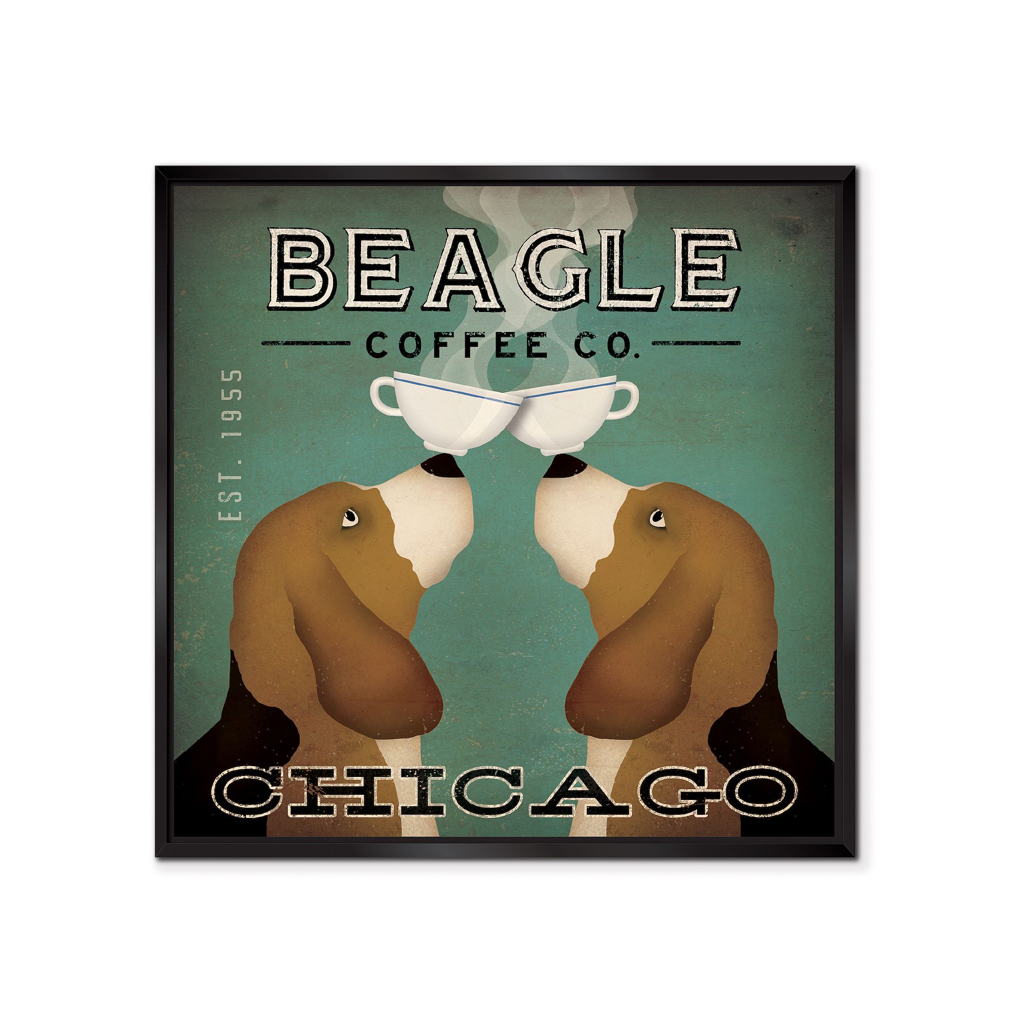 COURTSIDE MARKET Beagle Chicago Framed Canvas Wall Art, Multi Color