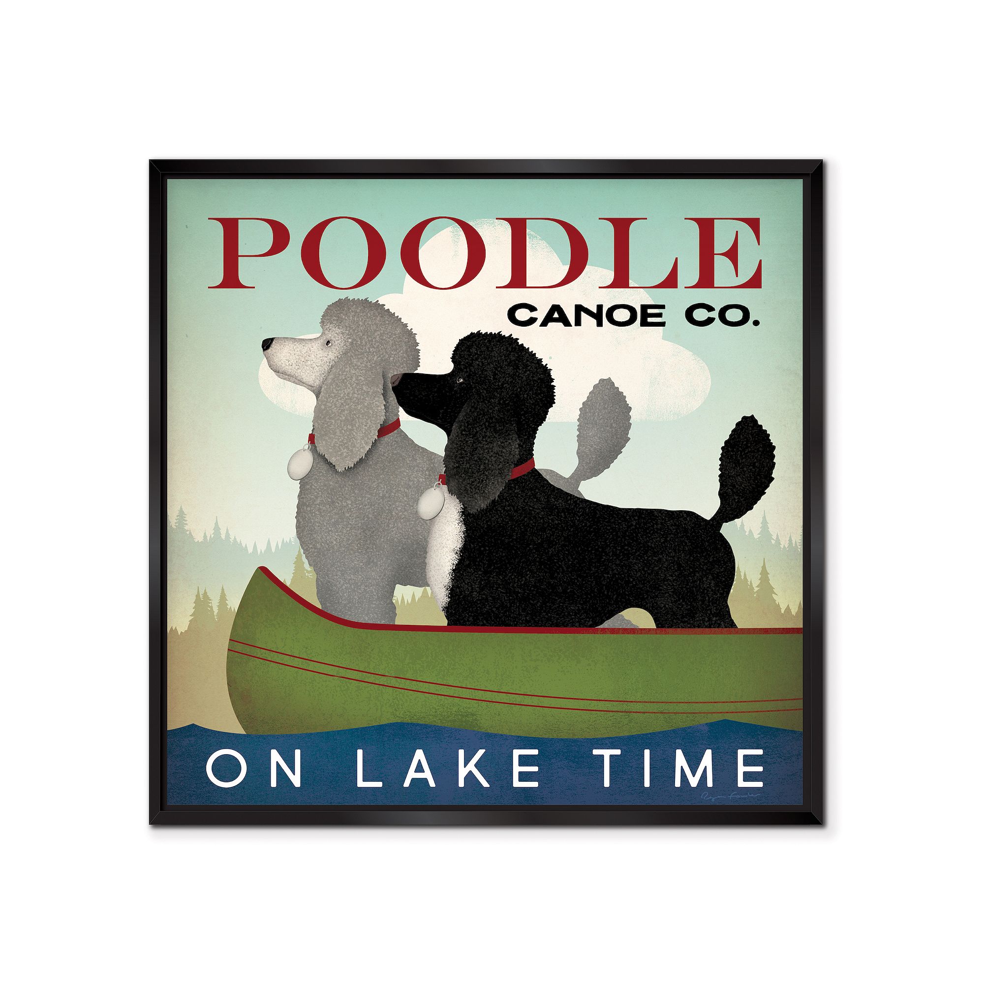 COURTSIDE MARKET Double Poodle Canoe Framed Canvas Wall Art, Multi Color