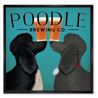 COURTSIDE MARKET Poodle Brewing Framed Canvas Wall Art