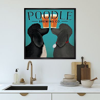COURTSIDE MARKET Poodle Brewing Framed Canvas Wall Art
