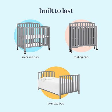 daVinci Dylan Folding Portable 3-in-1 Mini Crib and Twin Bed