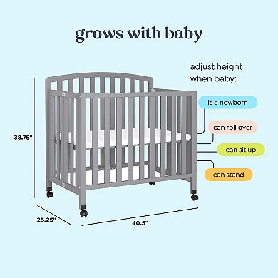 daVinci Dylan Folding Portable 3-in-1 Mini Crib and Twin Bed