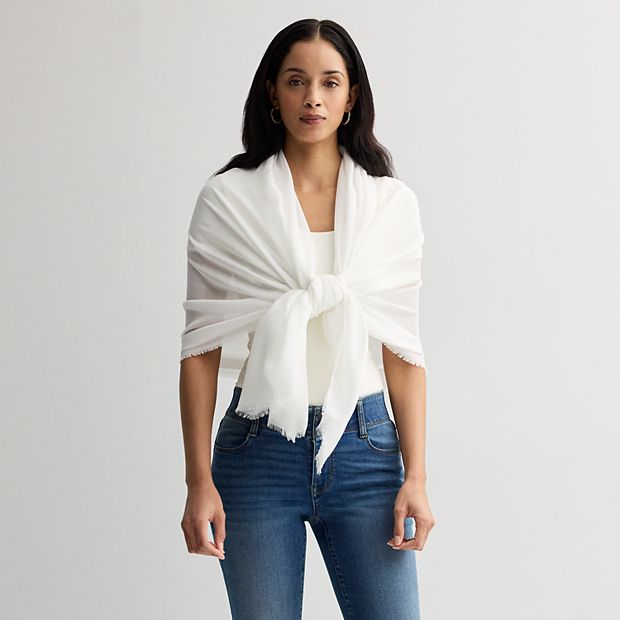 Women's Nine West Solid Oversized Gauze Wrap Scarf