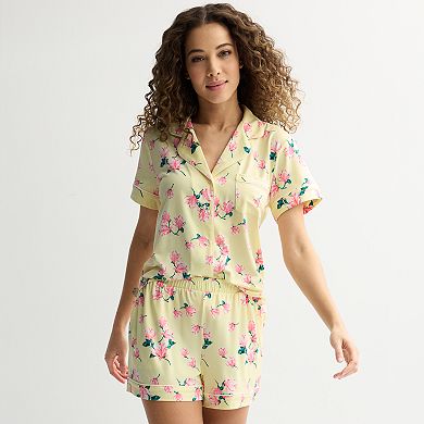 Women's Draper James 2-Piece Short Sleeve Notch Pajama Top & Pajama Shorts Set
