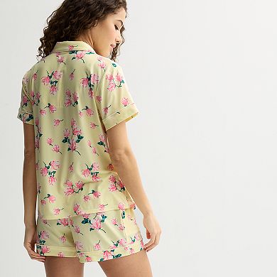 Women's Draper James 2-Piece Short Sleeve Notch Pajama Top & Pajama Shorts Set