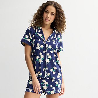 Women's Draper James 2 pc Short Sleeve Notch Pajama Top & Pajama Shorts Set
