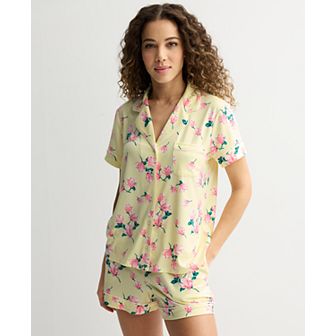Women's Draper James 2 pc Short Sleeve Notch Pajama Top & Pajama Shorts Set