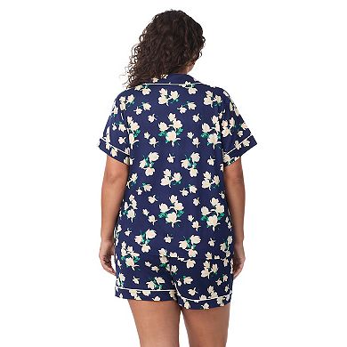 Plus Size Draper James 2-Piece Short Sleeve Notch Pajama Top & Pajama Shorts Set