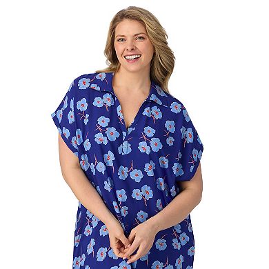 Plus Size Draper James Woven Collared Midi Sleep Dress