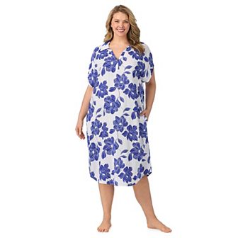 Plus Size Draper James Woven Collared Midi Sleep Dress