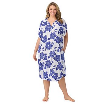 Plus Size Draper James Woven Collared Midi Sleep Dress