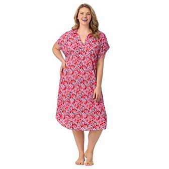 Plus Size Draper James Woven Collared Midi Sleep Dress