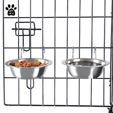 PetMaker Stainless Steel Hanging Dog Bowl Set