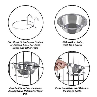 PetMaker Stainless Steel Hanging Dog Bowl Set