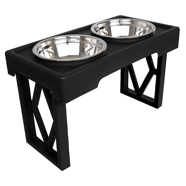 PetMaker Adjustable Raised Dog Bowl Stand - Black (LARGE)