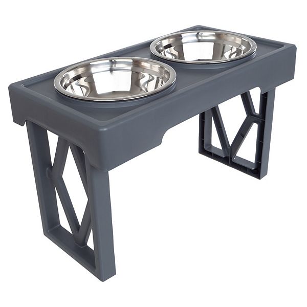 PetMaker Adjustable Raised Dog Bowl Stand - Gray (SMALL)